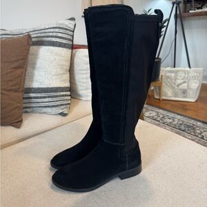 Marc Fisher ‘Shiane’ 50/50 Black Suede Tall-Shaft Boots, Sz 7.5 US